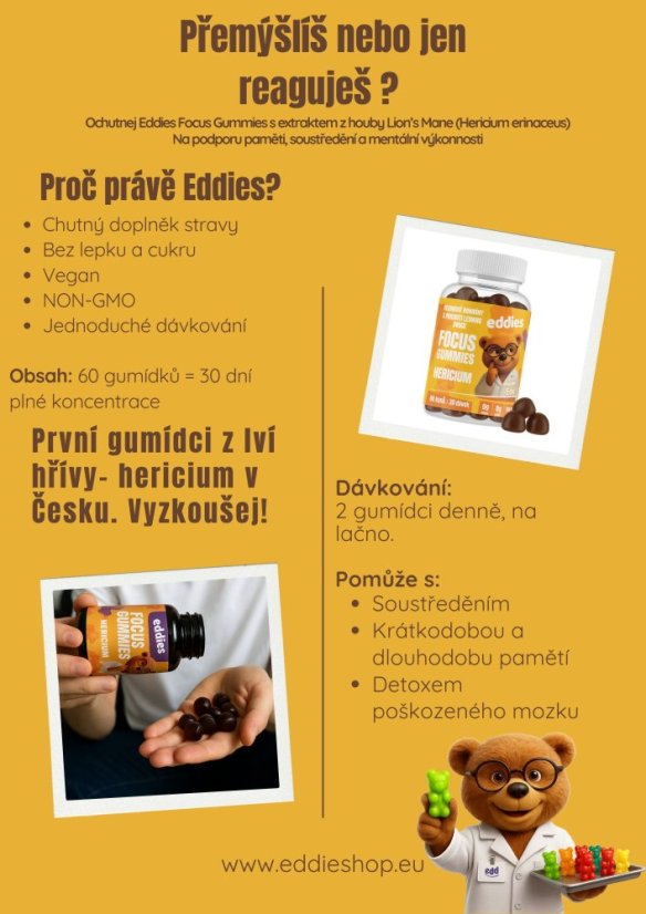Eddies- Focus Gumídci s hericium Max Pack - 4 měsíce soustředění
